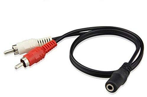 JUSTOP 3.5mm Female Stereo Jack Socket to 2 x RCA Red And White Plugs Converter Audio Splitter Cable Long 30CM