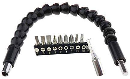 KOSTOO Multi-Winkel-Biegungsbohrer-Verlängerung – magnetischer Sechskant-Sicht-Schaft, flexibler Schraubendreher-Verlängerung, Universal-Bohrer-Anschluss mit 9 Stück Universal-Schraubenzieher-Set.