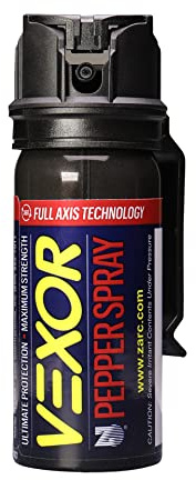 Vexor Maximum Strength Pepper Spray with Belt Clip, 20-Foot Range, Capability, and Flip Top Safety - 1 Pack