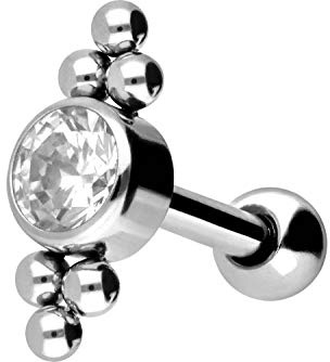 PIERCINGLINE Chirurgenstahl Ohrpiercing | Kristall + Kugeln | Piercing Ohr Stecker | Farbauswahl