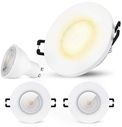 SSC-LUXon BEDA Einbauleuchte IP65 weiß 3er Pack inkl. LED GU10 38° Abstrahlwinkel 3W warmweiß - Einbaustrahler außen 230V rund