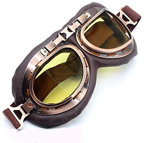 ZLYJ Retro-Motorradbrille, Klassische Aviator-Vintage-Schutzbrille Scooter-Motorrad-Flugbrille D
