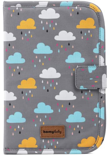 HOMYBABY® Mutterpasshülle - Baby Reisedokumentenhalter - Babypass Hülle - Organizer für Neugeborene - Baby-Geschenk - Dokumententasche für Reisen (Clouds)