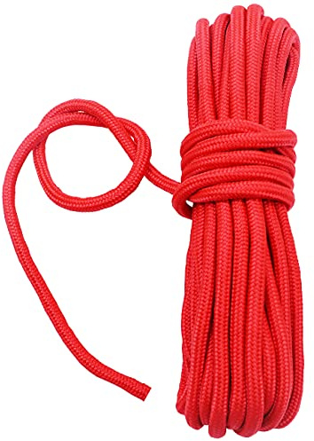 Fuwok 2/3/4/6/8/10 mm - 20 m - Cordon en nylon satiné - Cordon en soie multi-usages - Couleurs assorties - Longue corde torsadée durable (rouge, 8 mm)