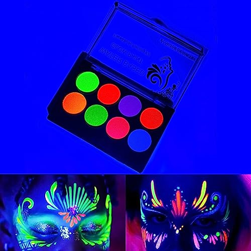 GlowsLand Pittura Viso e Corpo UV, 8 Colori Neon, a Base d'Acqua
