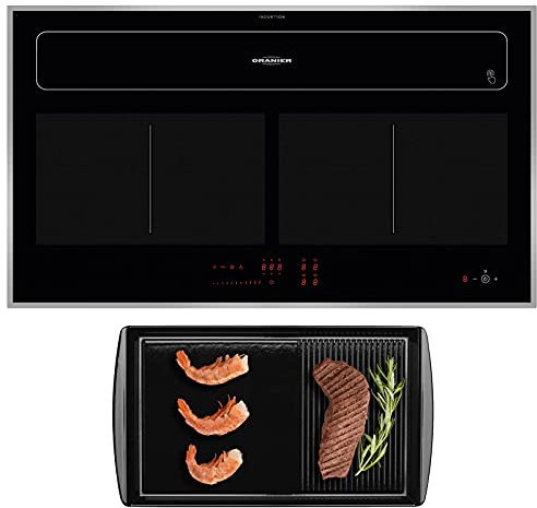 Oranier Flächen-Induktion 90 cm KFL 2092 - großes Vollflächen-Induktionskochfeld mit Umluft Kochfeldabzug inkl. Grillplatte & Edelstahl-Rahmen