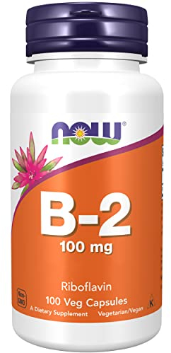 Now Foods, Vitamin B2 (Riboflavin), 100mg, Hochdosiert, 100 vegane Kapseln, Laborgeprüft, Glutenfrei, Sojafrei, Vegetarisch, ohne Gentechnik, für die Haut und Schleimhäute