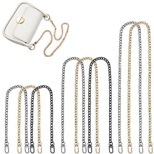 8 Stück Taschenkette Metall Kette Schulterriemen Gold Kettenriemen Schultergurt für Taschen DIY Flachketten Riemen Ersatz Trageriemen Kette für Damen Handtaschen Umhängetasche Geldbörse 80/60/40cm