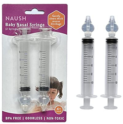 Nasalaspirator för baby | Nasalspruta för baby | engångsrengöring för spädbarn | professionell bärbar sköljningsspray - BPA-fria silikonspetsar av NAUSH (2 sprutor)