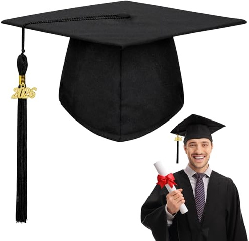 LUBOXIN Graduation Hat for Adults Graduation Cap with 2026 Charm and Tassel | Mortar Board Hat Academic Hat Adjustable Graduation Cap for University High School Bachelor Graduation Party Decorations