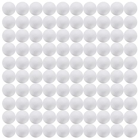 Crafjie Confezione da 100 palline di polistirolo per fai da te, decorazioni, in polistirolo liscio, per decorazioni domestiche e progetti scolastici, colore bianco