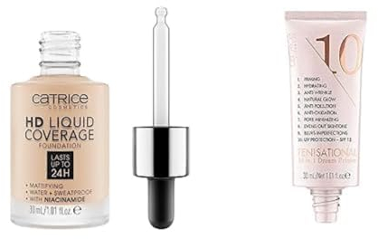 Catrice HD Liquid Coverage Foundation 010 + Ten!sational 10 in 1 Dream Primer -Bundle