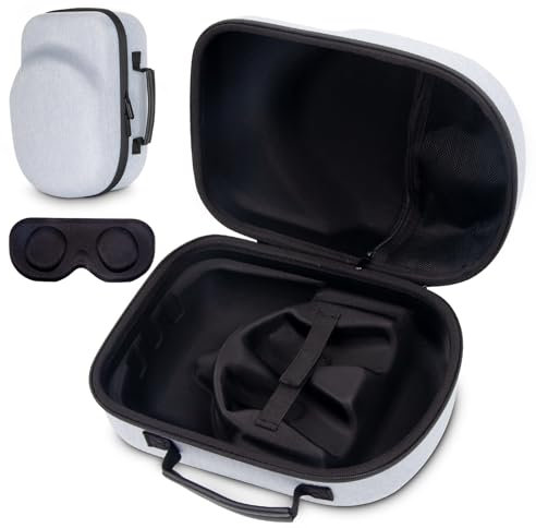 XINGFUDAO Hard Carrying Case Compatible with Meta Quest 3/Quest 3S(with Elite Strap), Waterproof and Shockproof Portable Bag with Mesh Pocket for Accessories, Black (Grgy, L)