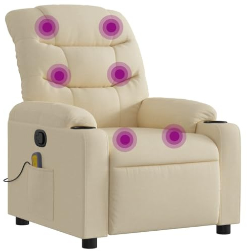 vidaXL Fauteuil de Massage inclinable Crème Tissu