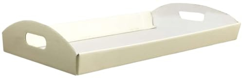 5 pz cesto vassoio bomboniere cartone pieghevole panna avorio 43,5x29x4,5 cm contenitore rigido con manici laterali