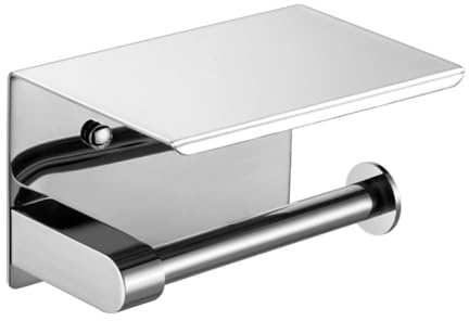Generic Toilettenpapierhalter mit Ablage, gebürstetes Silber, Toilettenpapierhalter, Wandmontage, 304 Edelstahl, rostfrei, Badezimmerrollenhalter mit Ablage, LCC0022-silber