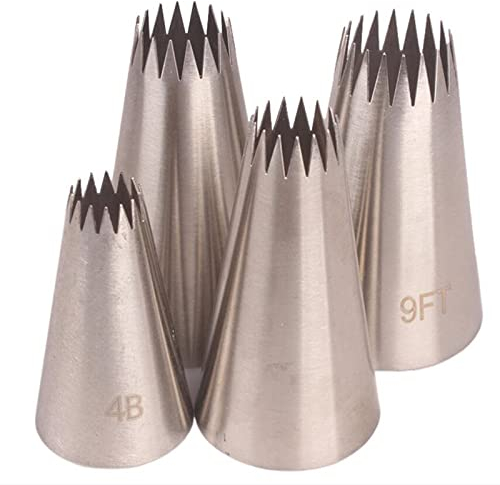 InDmar Cake Piping Nozzle,Cake Decorating Tools,Piping Nozzle 4 Pcs Large Icing Piping Nozzles for Decorating Stainless Steel Cake Baking Cookie Cupcake Piping Nozzle Cake Decorating Tips