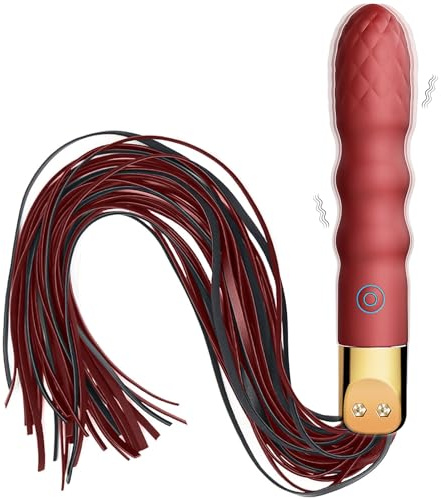 SXOVO Fouet BDSM avec Manche Vibrant Fouet Sexy Érotique 2 en 1 Gode Vibro-masseur avec 10 Modes Vibration pour Stimulation Prostate et Massage Point G Martinet Sexy Adulte Sex Toýs Couple