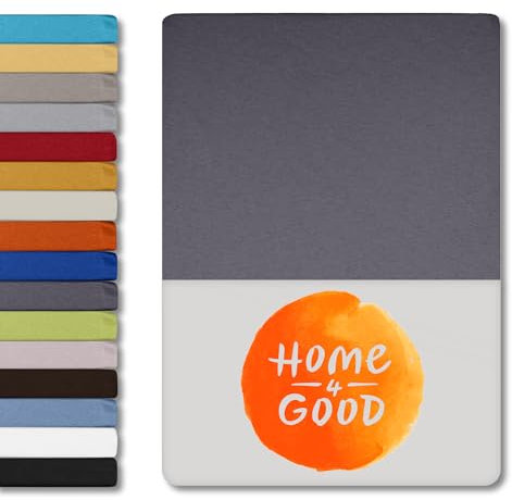 home4good Spannbettlaken 200x220cm – Jersey-Spannbetttuch aus 100 % Baumwolle – Oeko-TEX 100 Zertifiziert – bügelfrei, elastisch & atmungsaktiv – für 15–25 cm Matratzenhöhe - Grau