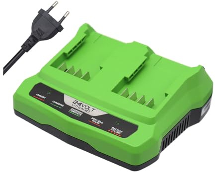 Ladegerät Netzteil Ladekabel Ersatz für Doppelsteckplatz-Akku-Universalladegerät 24V G24X2UC2 G24B4 G24X2C Geräte und Akkus der Greenworks 24V-Serie 29842 29852 BAG709 BAG710 21342 20362 20352 24352