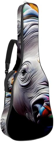 Tasche für Bassgitarren mit buntem Rhino 16, Akustikgitarrentasche, 101,6 cm (40 - 104,1 cm) E-Gitarrenkoffer, wasserdicht, Oxford-Gitarren-Gigbag für akustische Konzertgitarre, Ukulele, Buntes