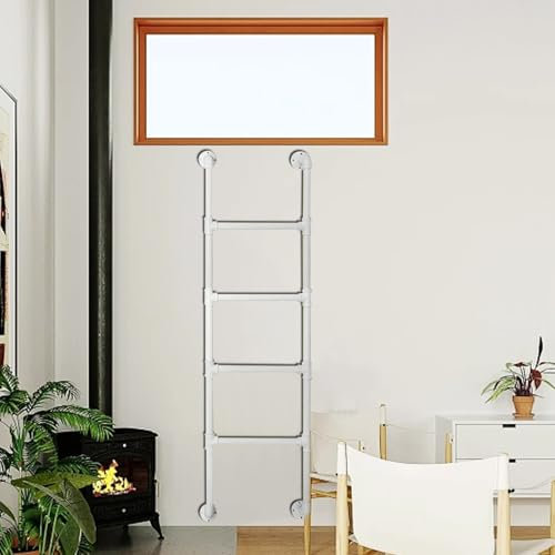 An der Wand montierte Metall-Stufenleiter für den Dachboden, hohe Eingangs- und Ausstiegsleiter für Fensterbrunnen, robuste Keller-Ausstiegsleiter für Dach/Garage im Freien Feuerleiter-Ausstiegsleiter