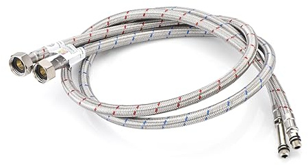 Home Range 2X M10 x 1/2 (1000mm) Flexible Tap Connectors | WRAS Approved | Rust/Corrosion Resistant Braided Stainless Steel Flexi for Kitchen & Basin Monobloc Mixer Taps | 1/2 BSP Fitting | 9 Lengths