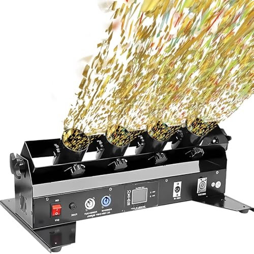 Máquina lanzadora de confeti, pistola de confeti portátil de 4 disparos con DMX 512 y control remoto, lanzador de confeti digital de 150 W para DJ, fiestas, discotecas, bodas, escenarios, conciertos