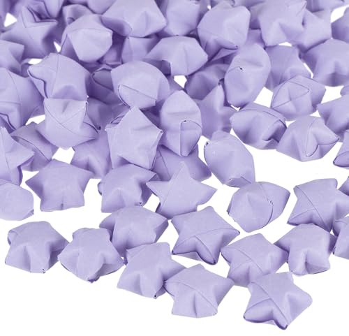 QUARKZMAN 136 Estrellas de la Suerte de Origami Prefabricadas, Estrellas de Papel de Los Deseos En Color Morado Claro para Navidad, Fiestas, Bodas, San Valentín, Regalo para Amigas