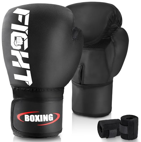 JUOIFIP Guantes de Boxeo para Adulto, Premium Cuero Saco de Boxeo Guantes de Boxeo para Sparring Kickboxing Saco Manoplas de Boxeo MMA Fight Training, Hombres Mujeres,16 oz