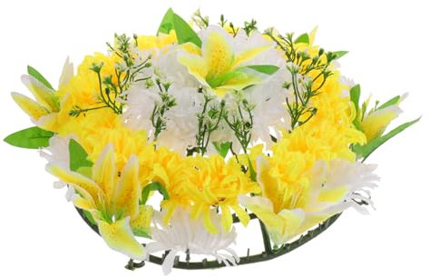 MAGICLULU Commemorativa Per Tomba Fiori Artificiali Per Cimitero Per Funerale Realizzata Materiali Semplice e Resistente Aspetto Realistico Non Appassisce Mai Per Funerali e Lutti