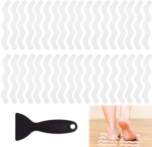 Azlanway Adesivi antiscivolo trasparenti per vasca da bagno per doccia e vasca da bagno, 36 pezzi, autoadesivi, antiscivolo, per pavimenti del bagno, scale, superfici bagnate, resistenti, invisibili