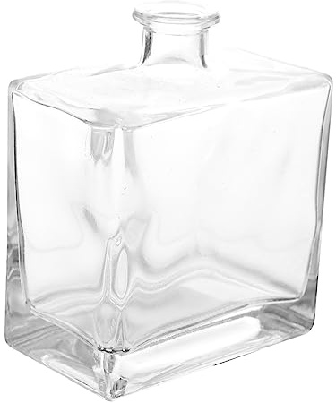 Gatuida Botella Difusora de Vidrio Cuadrada y Plana Rellenable para Aromaterapia Jarrón Transparente Recipiente Decorativo Uso como Florero para Aceites Esenciales y Perfumes