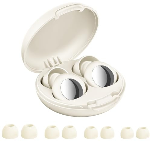 VLYX Ear Plugs for Sleeping and Noise Reduction, Super Soft Comfortable with Storage Case for Deep Sleep, Travel, Concert, Study, Work - Sizes XS/S/M/L -White