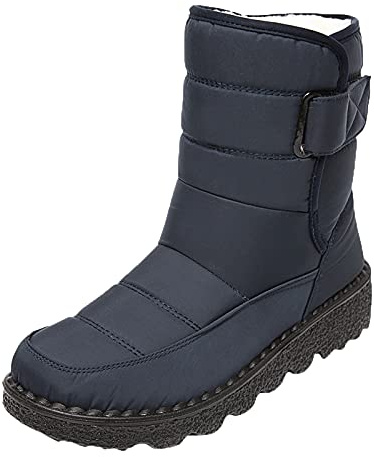 cfpqv Stivali invernali da donna, impermeabili, imbottiti, da neve, invernali, da trekking, per attività all'aria aperta, da lavoro, Blu, 37 EU