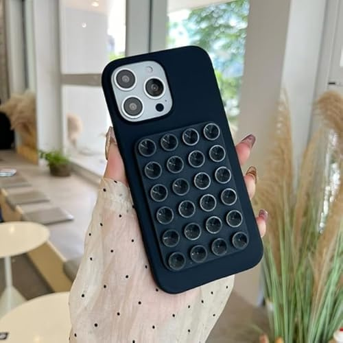 Altartar Custodia per iPhone 12/12 Pro con Supporto a Ventose, Design in Silicone Resistente agli Urti, Protezione Antigraffio, Cover Sottile, Bumper in Silicone Morbido, Nero