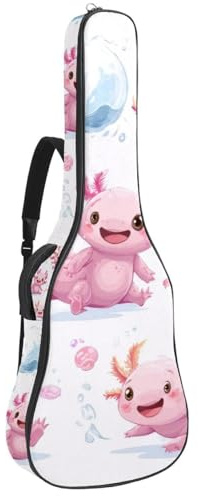 Gitarrentasche in voller Größe, 101,6 cm, 104,4 cm, 106,7 cm, Tragetasche für E-Bass, klassische Gitarre, niedliche Cartoon-Baby-Elefanten mit Blättern auf blaugrünem Hintergrund, Mehrfarbig 04