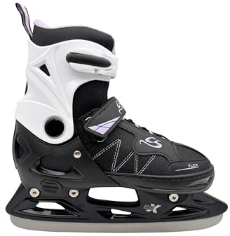 Cox Swain verstellbare Schlittschuhe Frosty, Eislaufschuhe für Kinder, Jugendliche und Erwachsene bis 100KG, vorgeschliffene Edelstahlkufe, Softboot, Black/Lilac Gr. L (40-43)
