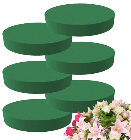 Generico 6 Pezzi Schiuma per Composizioni Floreali, 12x4cm/16x4cm Cilindro Spugna Floreale, Spugna per Fiori Verde per Fiori Secchi E Freschi, per Feste, Casa, Matrimoni, Compleanni
