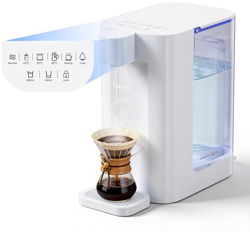 3L Instant Hot Water Dispenser | 5-Level Temperature Control (45-85°C) | Dual-Volume Modes (160-260ml) | Digital Touch Screen, Child Lock, LED Night Light, Low-Water Alert, for Home Kitchen, Office