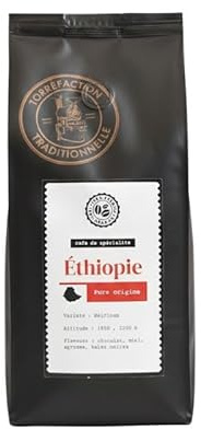 CAFÉS FOLLIET – Café en Grains Éthiopie – 100% Arabica – Process Honey – Notes Chocolat, Miel, Agrumes & Baies Noires – Café de Spécialité – 500 g