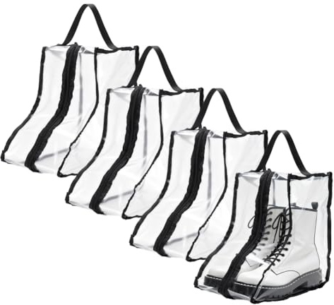 UNICRAFTALE 5 bolsas de almacenamiento portátiles de PVC transparentes impermeables y a prueba de polvo, organizador de botas altas para viajes, protector de zapatos, bolsa de transporte con asa para