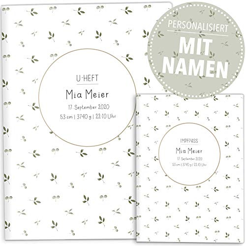 OLGS U-Heft und Impfpasshülle Set | Little Friend | Untersuchungsheft Hülle & Impfpass Hülle | personalisierte Geschenke Baby | Babygeschenke zur Geburt (U-Heft Set personalisiert, Zoe Blanko)
