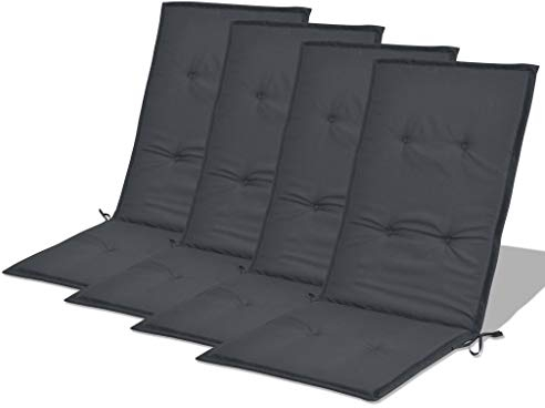 pedkit Stuhlauflagen Hochlehner 4er Set, Hochlehner Auflagen Stuhlkissen Sitzkissen Wasserdicht, mit Elastischen Band (120 x 50 x 3 cm, Anthrazit)