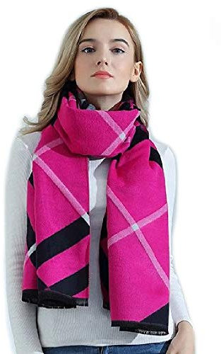 Brillabenny Schal für Damen, Mädchen, Wolle und Cashmere, Halstuch Öko-Kunstfell Schal, STOLA1, Pink, STOLA1