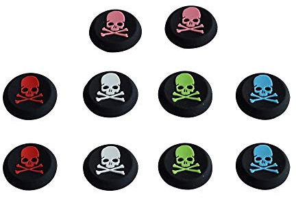 DollaTek 5 Paires de manettes analogiques de crâne en Silicone Joystick Thumb Stick Grip Cap Covers pour PS2, PS3, PS4, Xbox 360, Remplacement des Capuchons analogiques Xbox One
