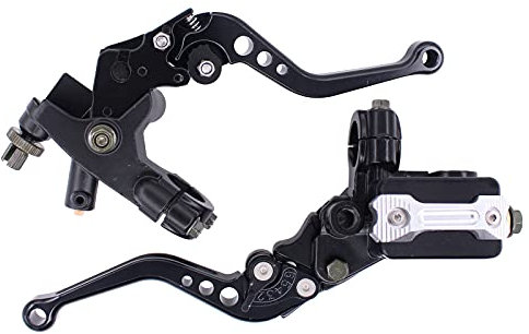HouYeen 7/8 Inch 22mm Motorcycle Brake Clutch Lever Master Cylinder Reservoir Motorbike Handle Assembly Set Universal Black