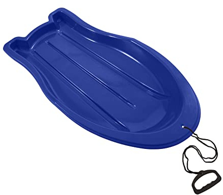 Superio Toboggan Snow Sled for Kids and Adults, 37 Plastic Sled with Pull Ropes (Blue)