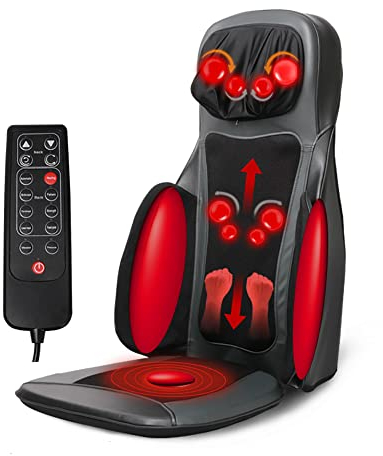 SHZICMY Ganzkörper Massagesitzauflage Shiatsu Massageauflage Rückenmassagegerät Elektrisch Massagematte für Nacken Rücken (Schwarz)