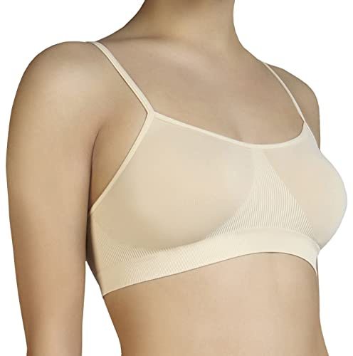 Annes styling Womens Invisible Seamless Bra Non-Wired Second Skin Top Support Comfortable Fitting Non-Padded, Natural L/XL